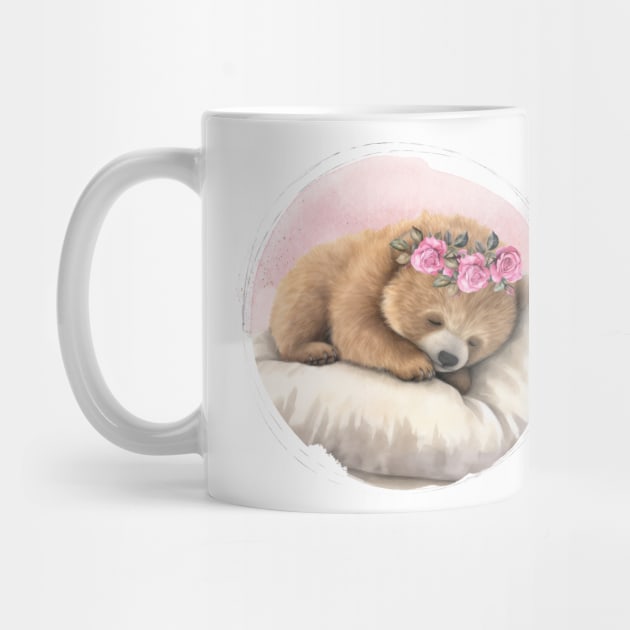 Cute Baby Bear with Floral Crown by Alienated